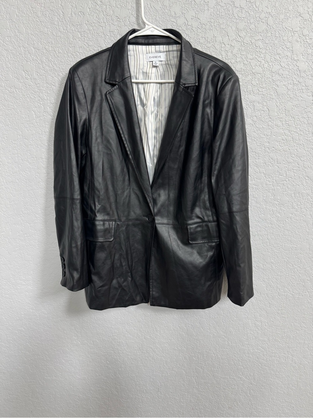 Evereve Black Leather Blazer Jacket  XL